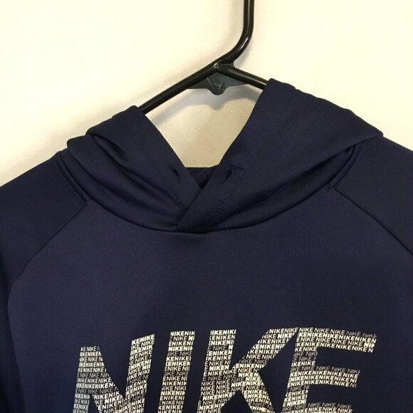 Nike Dri-Fit Men's Pullover Hoodie Pouch Pocket Sweatshirt Size Large Navy Blue - Picture 3 of 10